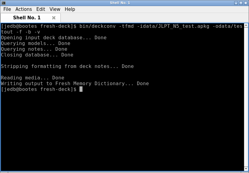 A screenshot of the command line deck converter