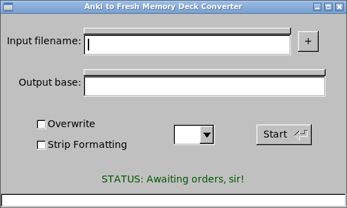 A screenshot of the graphical interface to the deck converter