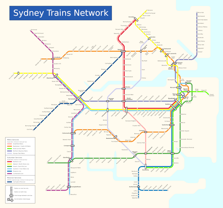 Hypothetical Sydney rail map